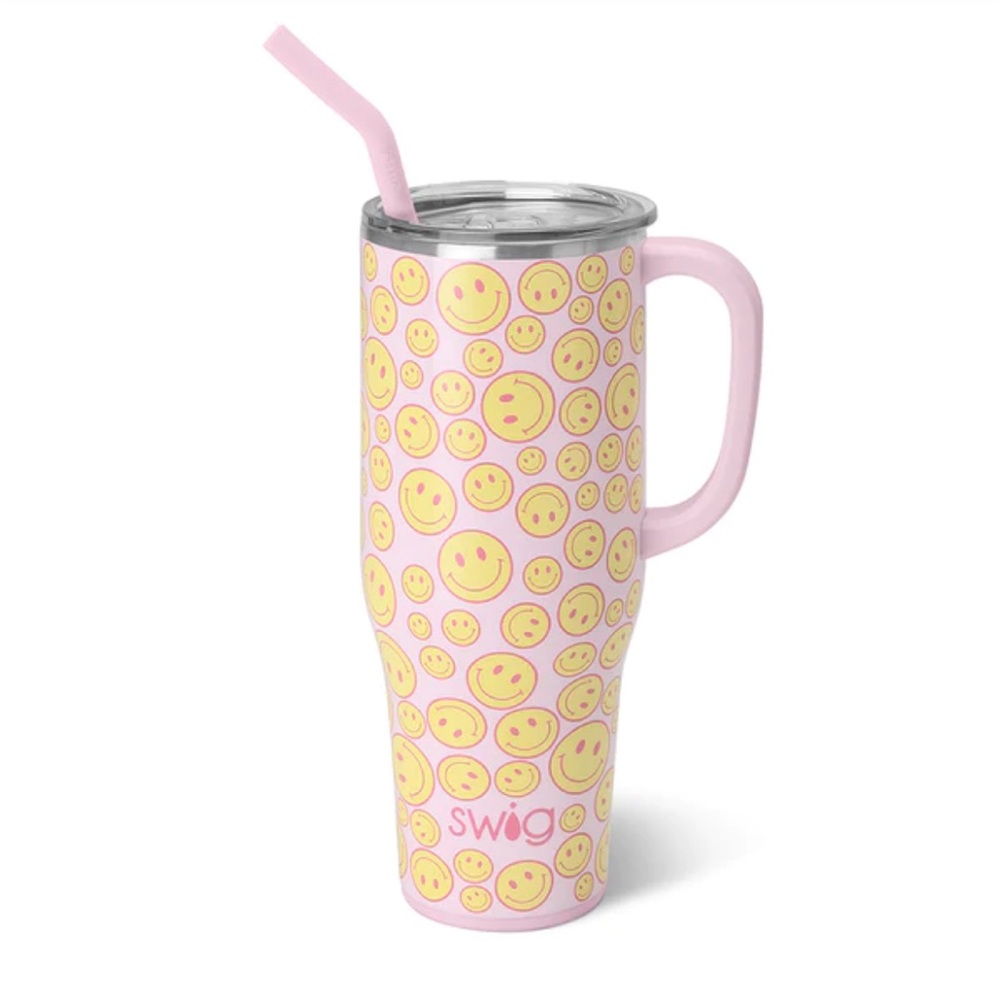 Brand New Swig Life Oh Happy Day Mega Mug, 40 oz tumbler with straw